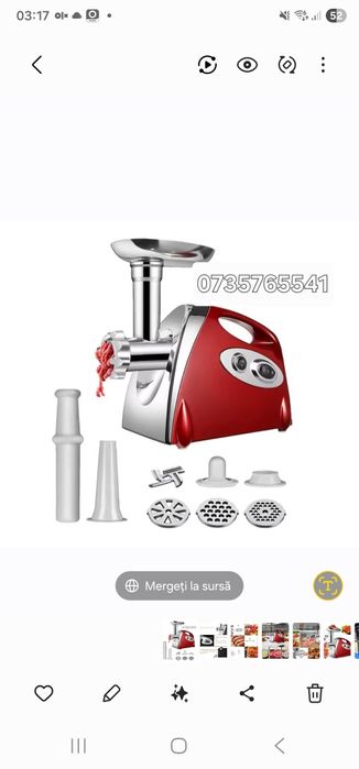 Masina de tocat carne Leihmann 3500 W cu accesorii motor cupru,Rosu