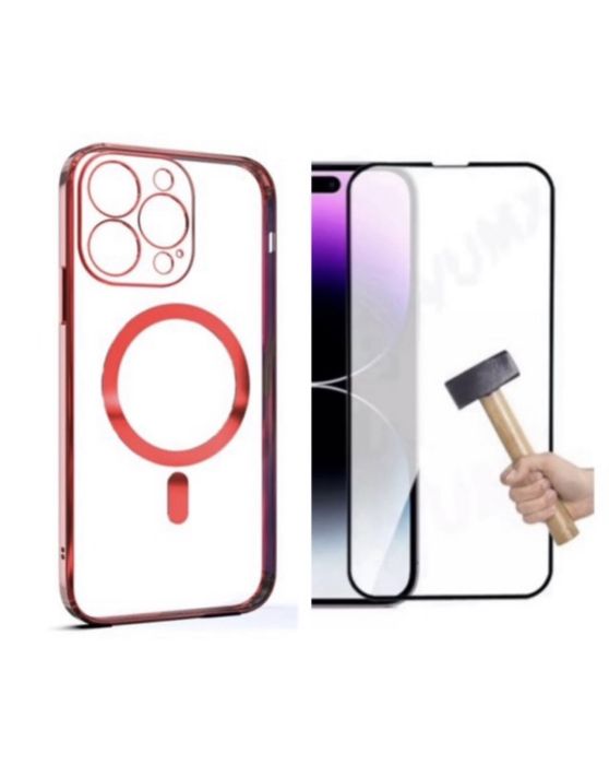 Iphone 13/14/15/16E/17/PRO/MAX Husa Magnetic CaseColor si Folie Sticla