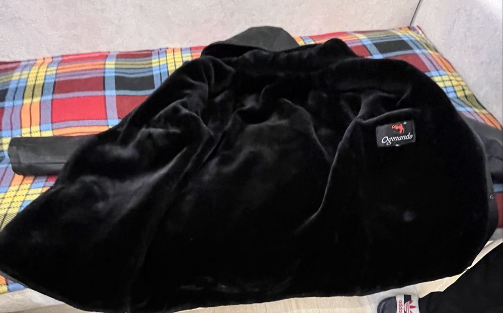 Мужское кожаное зимнее пальто