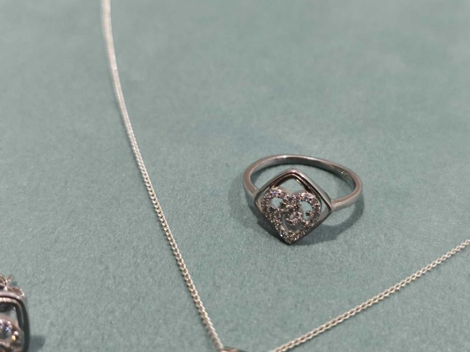 Set argint 925 - lant, pandantiv, cercei si inel - cadou femei