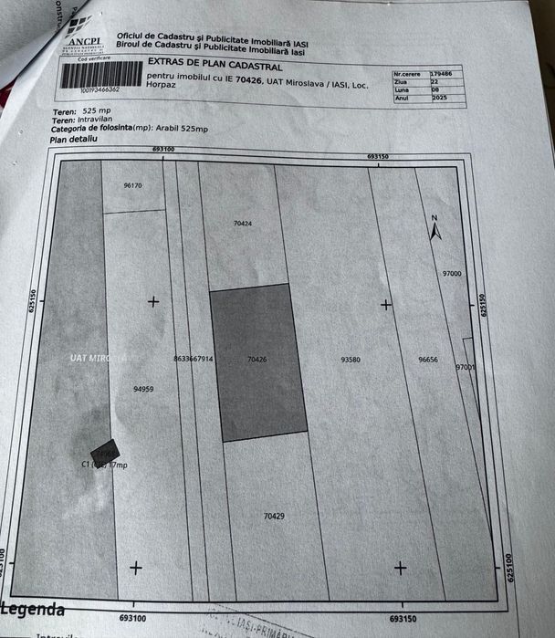 Teren intravilan Horpaz, Iași 675 m2