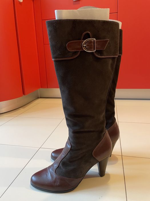Cizme de dama din piele intoarsa mar 39 cu toc