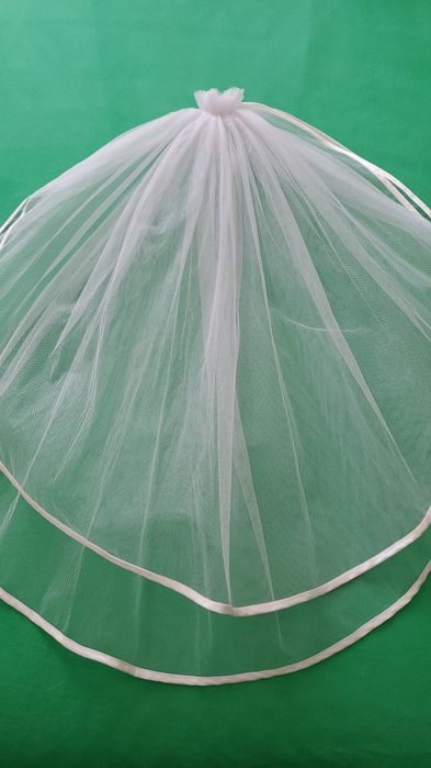 Воал бял двоен къс за булченска рокля