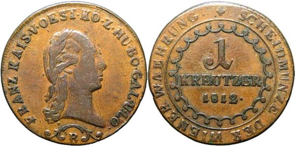 メイケン 1 kreuzer 1812 Austria moneda Oradea • OLX.ro