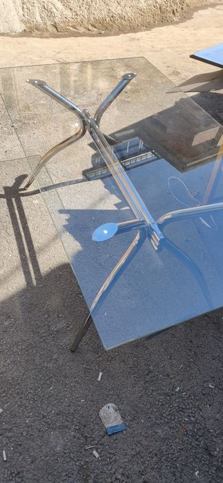 Masa sticla picioare inox 160x90