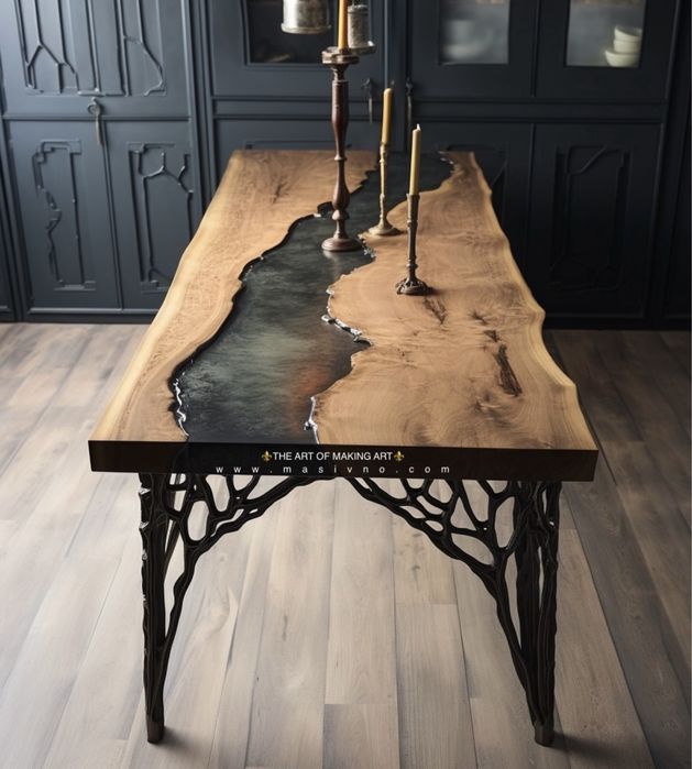 Дървена Маса с Епоксидна Смола