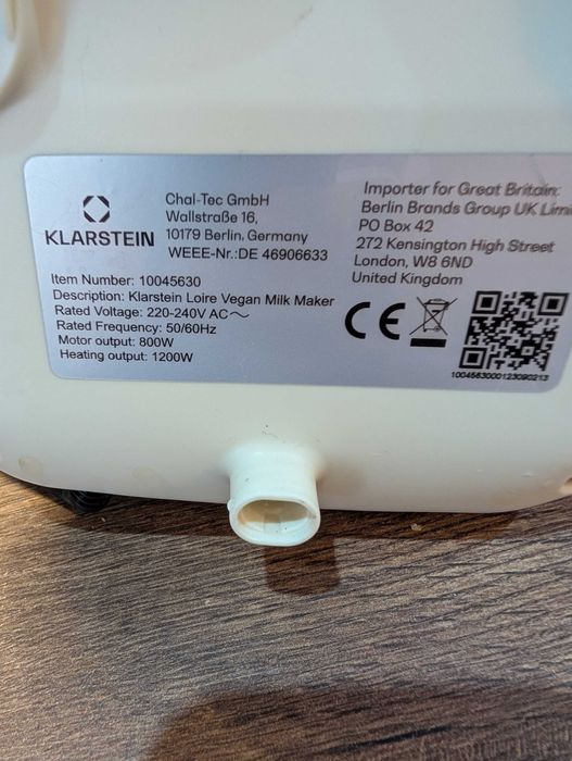 Klarstein Loire vegan milk maker