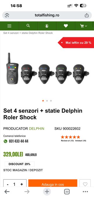 Senzori pescuit FL Jy39 si Delphin Roller shock cu statie