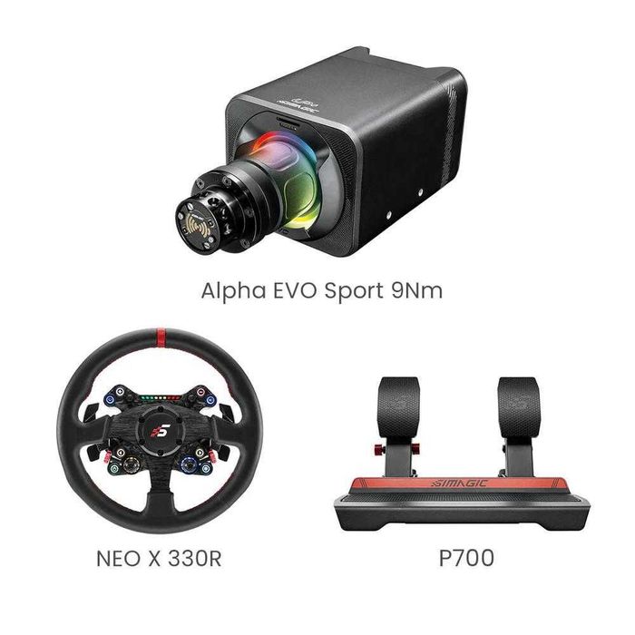 a28electonics -Simagic bundle -Alpha EVO Sport 9Nm + NEO X 330R + P700