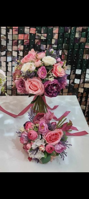 Buchet mireasa/ nașă flori artificiale