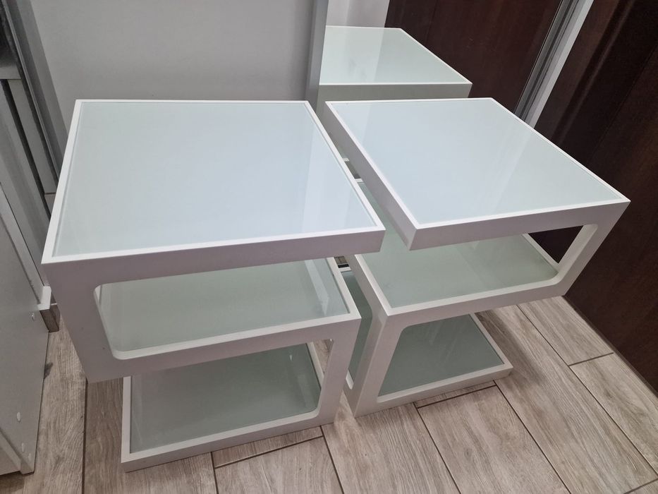 Set mese cafea din sticla-lemn