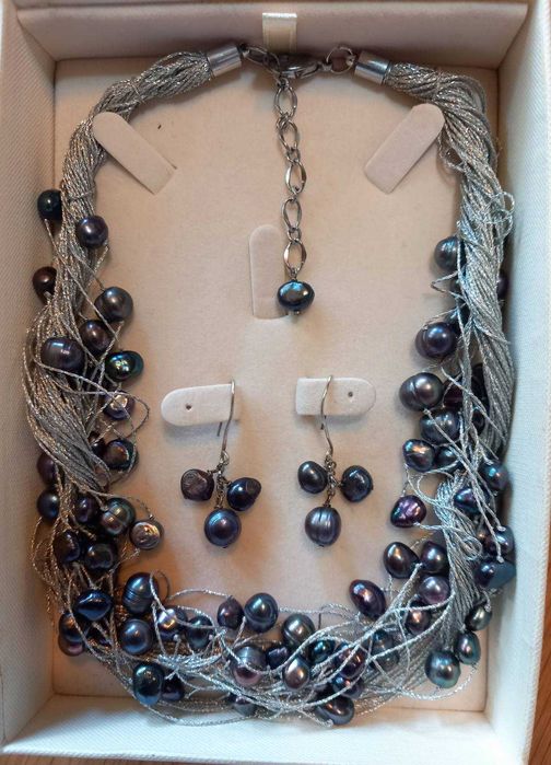 Колие сърце, обеци злато, гривна перла тюркоаз сребро седеф ахат корал