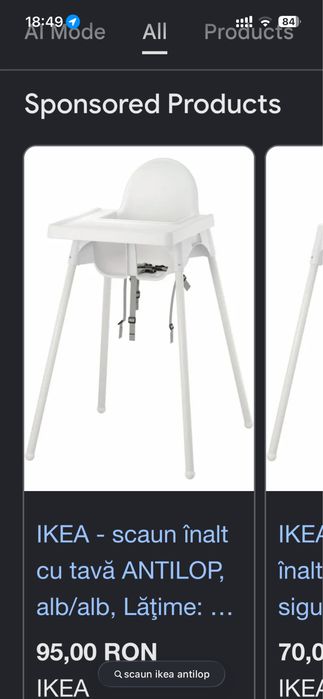 Scaun masa copii Antilop Ikea