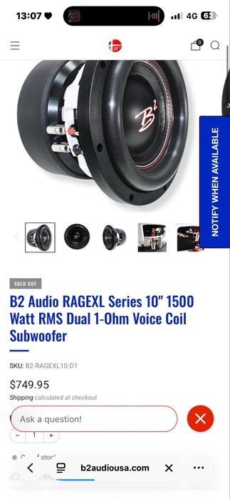 Vand subwoofer b2 1500 w rms 10 inch