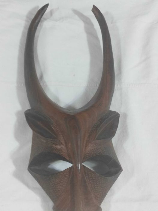 Mască Africană de Colecție – Sculptură Manuală Lemn Masiv Greu 54cm