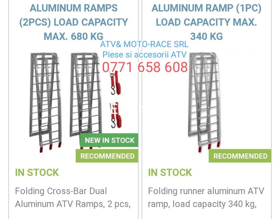 Rampe aluminiu atv utv ssv Cf moto Can am Tgb Linhai Polaris etc