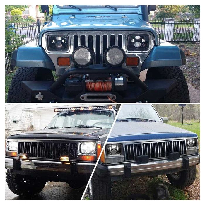LED фарове 200W 4 светлини Фарове за Jeep Cheroke XJ Jeep Wrangler YJ