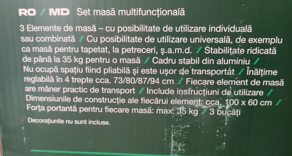 Set 3 mese aluminiu Parkside