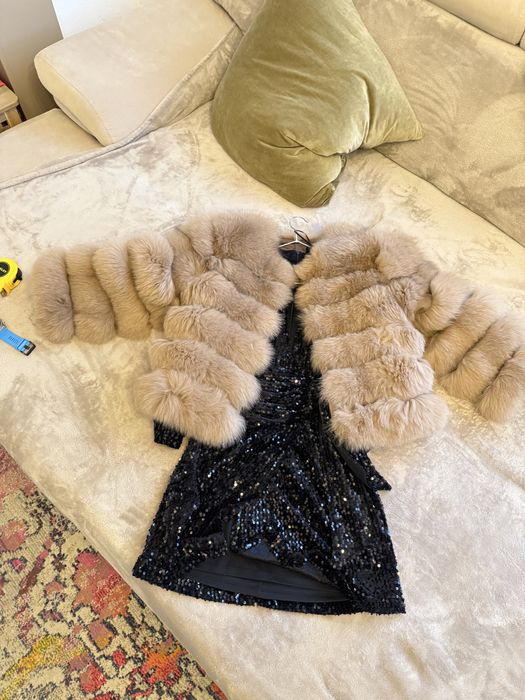 Haina blana naturala vulpe S