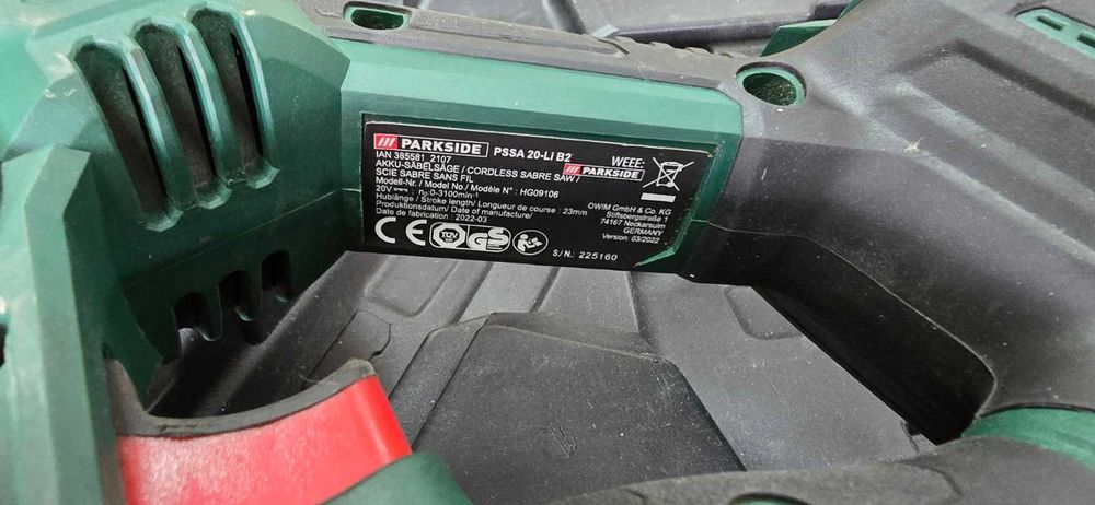 Акумулаторен саблен трион Parkside PSSA 20-Li B2