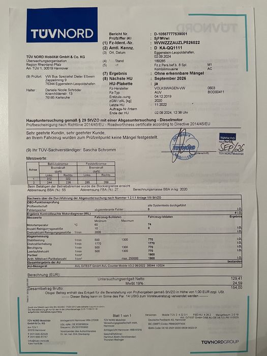13500E VW GOLF 7.5 2.0 TDI DSG an model 2020