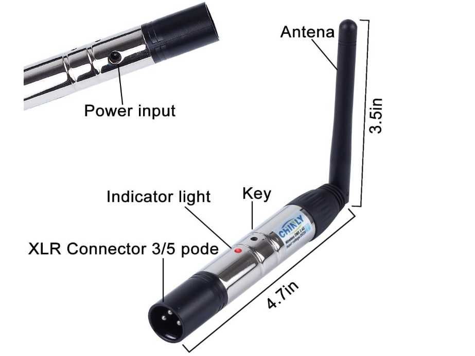 DMX wireless 512 Chinly 1 transmiter 5 recivere Controller pe baterie
