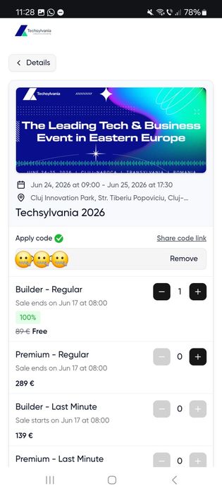 Techsylvania 2026 - bilete Builder - Regular