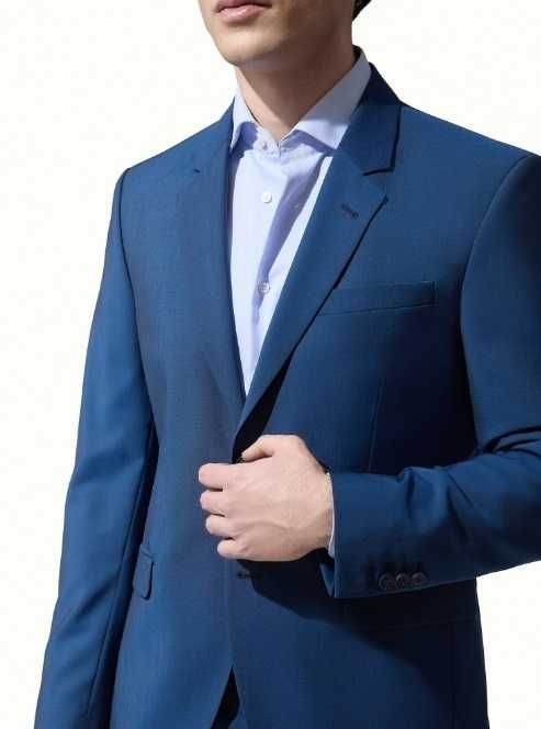 Sacou blazer slim 52 XL premium Club Of Gents lana moale albastru roya