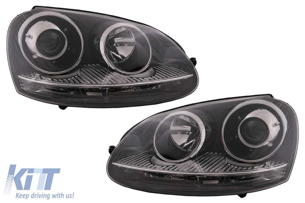 Super Promo!!! Faruri compatibil cu VW Golf 5 V Mk5 (2003-2007) Jetta (2005-2010) GTI R32 Chrome/Black Edition