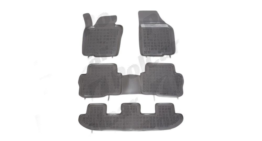 Set covorase auto din cauciuc Seat Alhambra (7N), 06.2010-, VW Sharan (7N), 04.2010- cu 7 locuri, presuri tip tavita, negru; elastomer