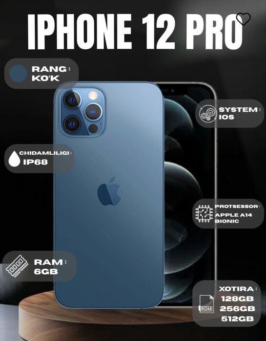 iphone 12 pro 128 GB holati a'lo ochilmagan