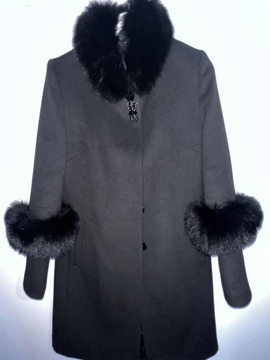 Palton din cașmir cu blană naturală