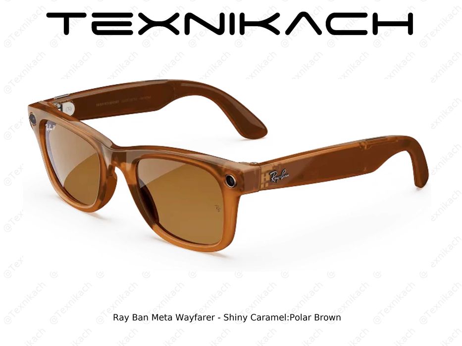 Новый • Ray Ban Meta Wayfarer - Shiny Caramel Polar Brown  • Доставка