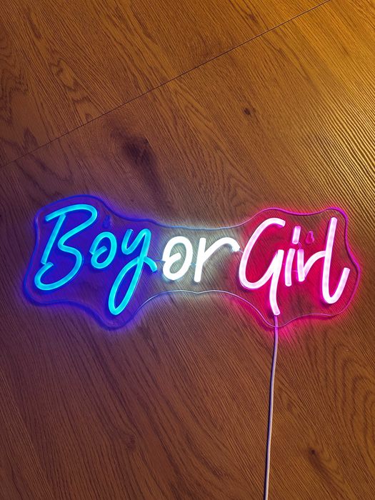 Semn Neon Led Boy or Girl Gender Reveal Petrecere Baby Shower Nou