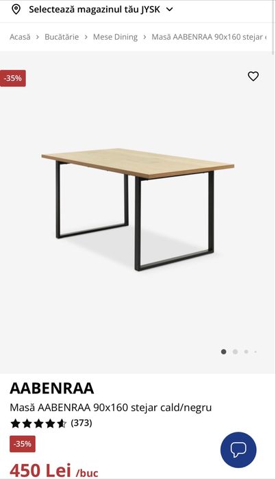 Masa Stejar Cald/Negru 90x160