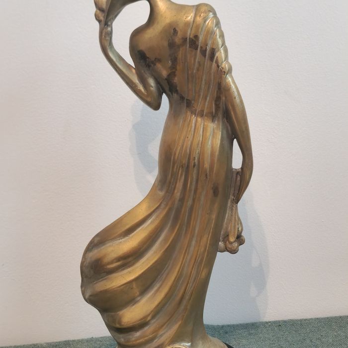 Statuetă mare Art Deco bronz – 40 cm – semnată MYLO – bază marmură