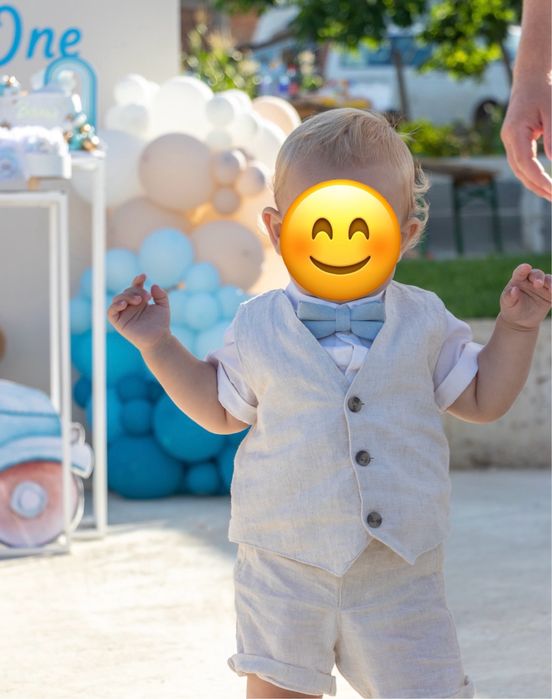 Ленен комплект костюм за момче в бежово 80 см Н&М