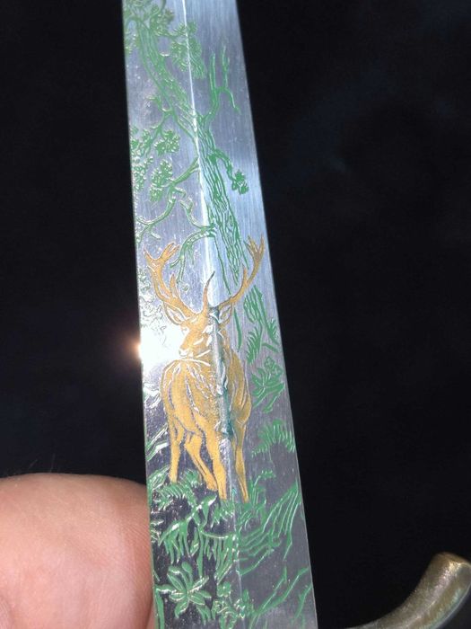 Pumnal Hubertus Rostfrei cu maner din bronz--Rar