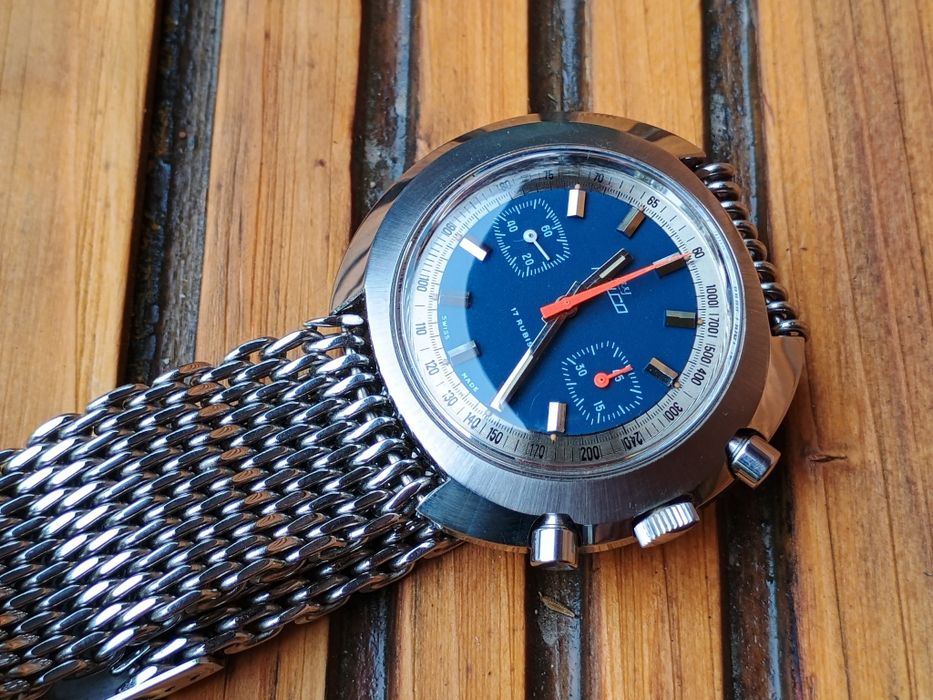 Ceas Vintage Nelco Chronograph Swiss Made 17 Rubine