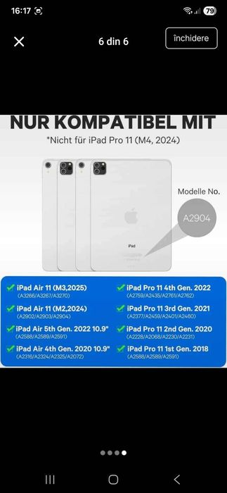 Tastatura iPad Air 11 inch 2024,2025,Ipad pro 12.9 inch 6/5/4/3 gen