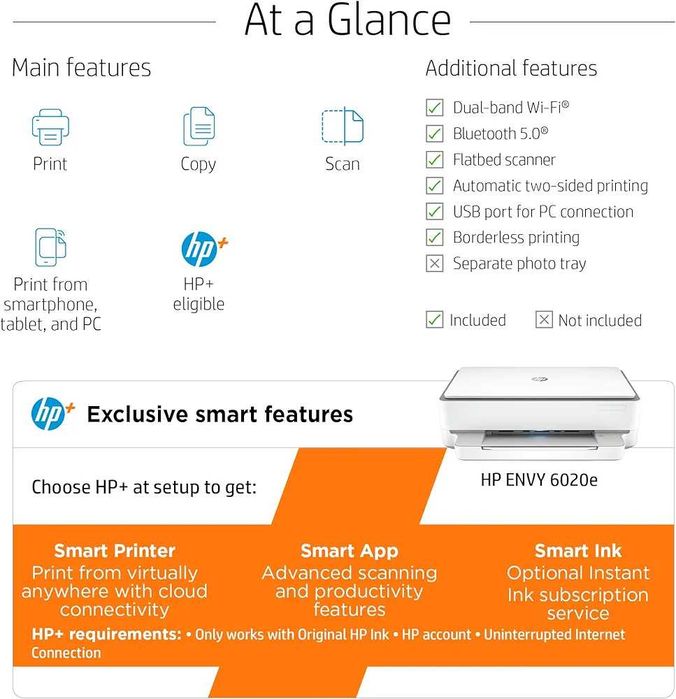 Нов HP Envy 6020e мострен скенер + многоцветен принтер модел 2023г.