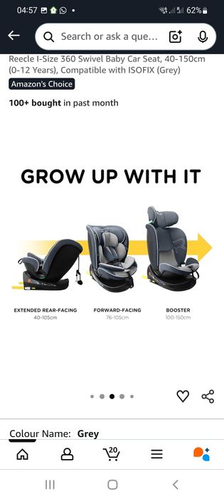 Столче за кола REECLE I -size  360 градуса  Isofix нов