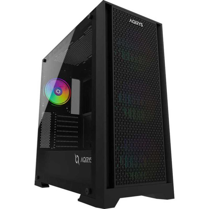 Carcasa PC AQIRYS Avior ARGB Black Mid-Tower / incluse 4 ventilatoare ARGB / Telecomanda / Sticlă securizata / NOUA