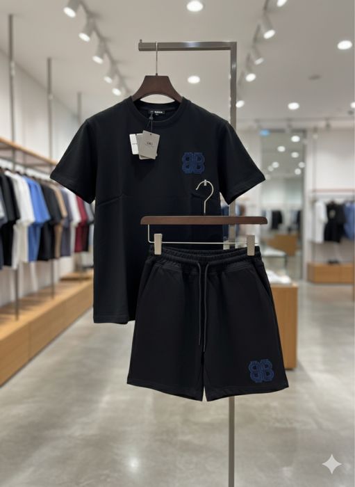 Compleu Balenciaga Black Set - Tricou & Pantaloni Scurți S M L XL 2XL