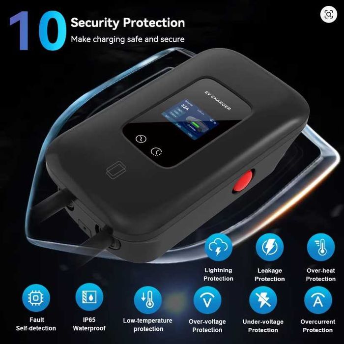 Трифазна зарядна станция за електромобили, 22 кW, нова, с Wi-fi