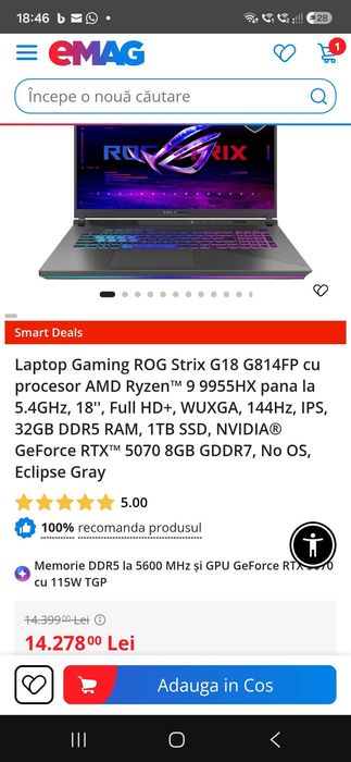 Laptop Gaming ASUS ROG Stix G18 Nou Sigilat