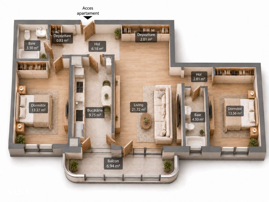 Apartament 3 camere direct de la dezvoltator -MAGIC DANUBE RESIDENCE-