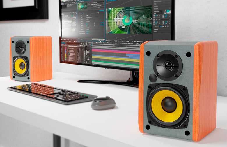 Boxe EDIFIER R1010BT 2.0 putere 24W Rms Bluetooth culoare maro cu galben si negru Nou, Sigilat