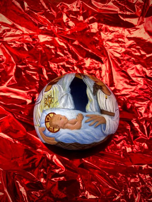 Glob de sticlă pictat manual- Nașterea Domnului