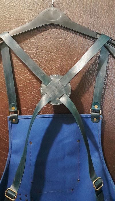 Работна престилка  от брезент и  естествена кожа